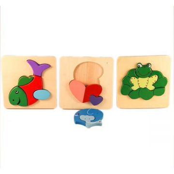 Set 3 ​Puzzle din lemn - Animalute, 7Toys