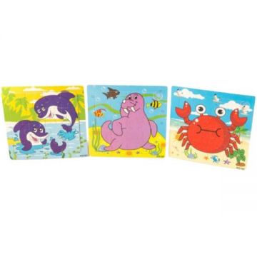 Set 3 Puzzle din lemn, animalute marine, 7Toys