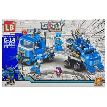 Set de constructie LB City Police 2 in 1, Camion - Robot, 411 piese tip lego