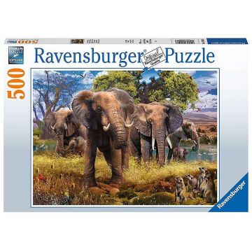 Puzzle familie elefanti 500 piese Ravensburger