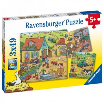 Puzzle munca la ferma 3x49 piese Ravensburger