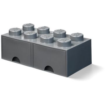 LEGO® Cutie depozitare LEGO 2x4 cu sertare, gri inchis