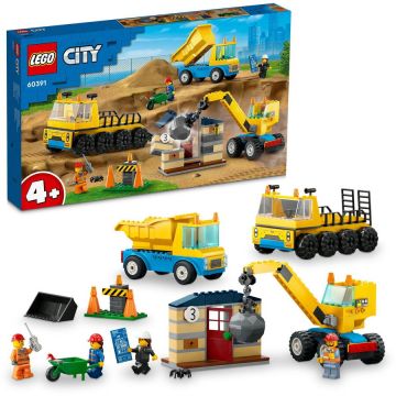 LEGO® LEGO® City - Camioane de constructie si macara cu bila pentru demolari 60391, 235 piese