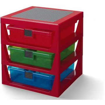 LEGO® Organizator cu 3 sertare LEGO STORAGE 40950001, rosu