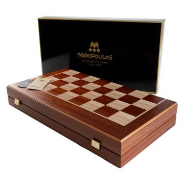 Set joc table backgammon cu tabla de sah la exterior, lemn de mahon inlaid Set joc table backgammon cu tabla de sah la exterior, lemn de mahon inlaid