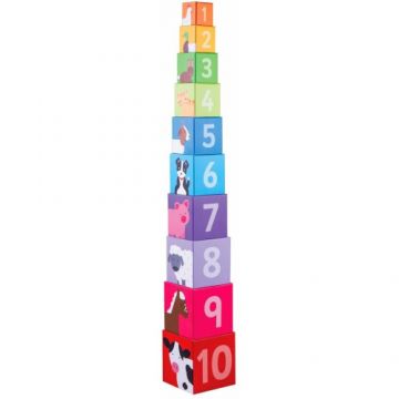 Cuburi de Stivuit BigJigs Toys – Ferma