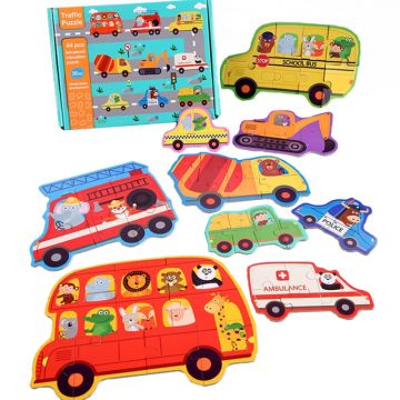 Puzzle Karemi masini, traffic, 44 piese, dificultate usoara, K01B-40003