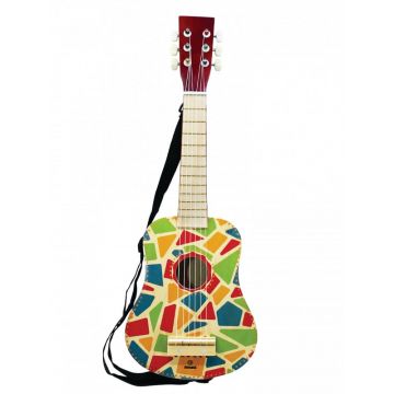 Chitara arlechin cu 6 corzi din plastic,63x23x7 cm,+5 ani