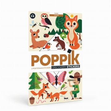 Joc creativ cu stickere Animalele padurii Poppik