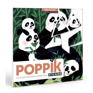 Joc creativ cu stickere puzzle Animale Poppik