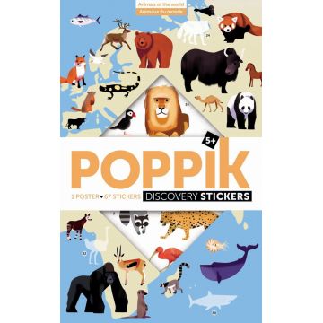 Joc educativ si creativ cu stickere Animalele Lumii Poppik