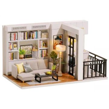 Joc interactiv, macheta casa de asamblat, dollhouse miniatura, Simple loft, Diy