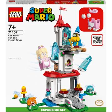 LEGO® Super Mario: Set de extindere - Turnul inghetat si costum de pisica Peach, 494 piese, 71407, Multicolor