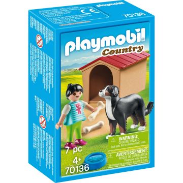 Playmobil Country, Fetita cu catel si cusca, 70136, Multicolor