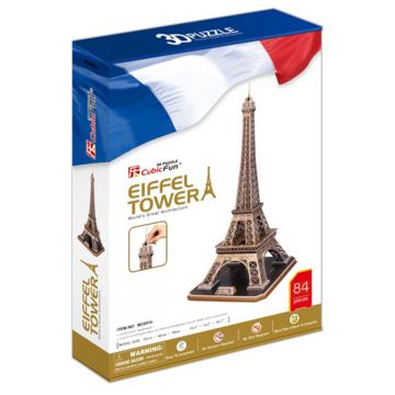 Puzzle 3D, CubicFun, Turnul Eiffel, 82 piese(nivel complex), Multicolor
