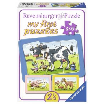 Puzzle animale prieteni 3X6 piese Ravensburger