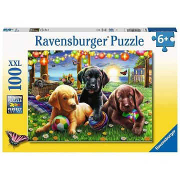 Puzzle, Ravensburger, Catei la picnic, 100 piese, Multicolor