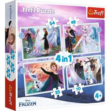 Trefl - PUZZLE 4IN1 FROZEN - MAGIA DIN PADURE