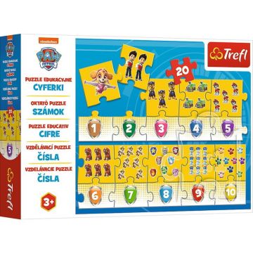 Trefl - Puzzle educativ Numere Patrula catelusilor , Puzzle Copii, piese 20