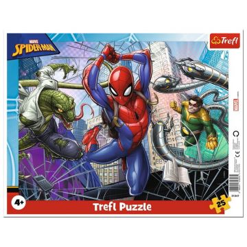 Trefl - Puzzle tip rama Curajosul Spiderman , Puzzle Copii , Plansa, piese 25