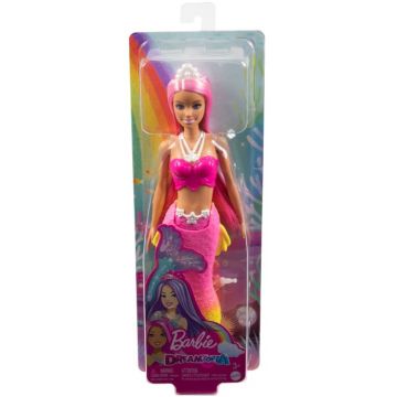 Barbie dreamtopia papusa sirena cu par roz si coada roz