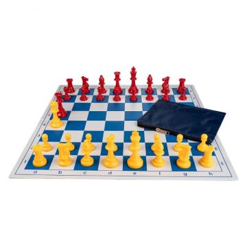 Combo set Blue Red: Tabla PVC alb albastru + Piese rosu galben