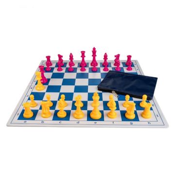 Combo set Blue: Tabla PVC alb albastru + Piese roz galben