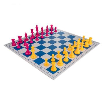 Combo set Blue: Tabla PVC alb albastru + Piese roz galben