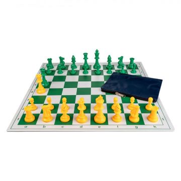Combo set Verde: Tabla PVC alb verde, 57mm + Piese Staunton 6 light verde galben