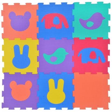 Covor de joaca din spuma tip puzzle cu animale,9 piese