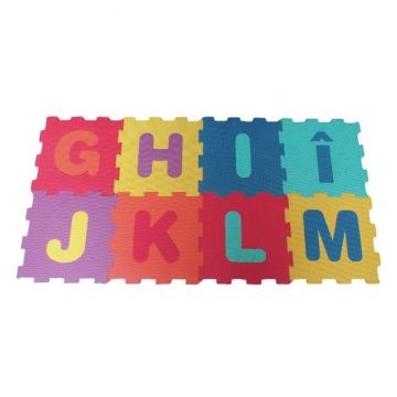 Covor de joaca tip puzzle cu litere de la G-M,spuma,multicolor,8 piese