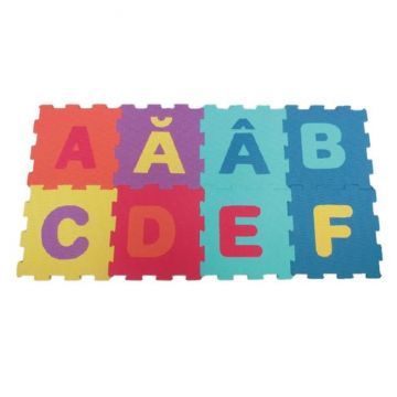 Covor de joaca tip puzzle cu primele litere,spuma,multicolor,8 piese