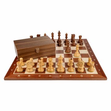 Piese sah Staunton 6 Dubrovnik cu Tabla de sah - lemn mahon 55 x 55 mm