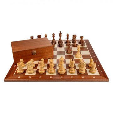 Piese sah Staunton 6 Dubrovnik cu Tabla de sah - lemn mahon 55 x 55 mm