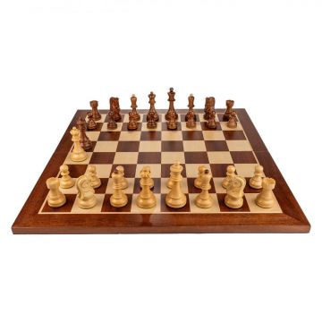 Piese sah Staunton 6 Dubrovnik cu Tabla de sah pliabila - lemn no 6 - mahon - New edition