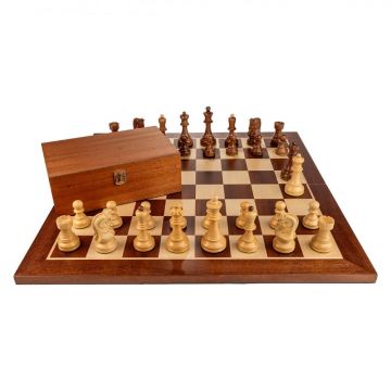 Piese sah Staunton 6 Dubrovnik cu Tabla de sah pliabila - lemn no 6 - mahon - New edition