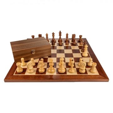 Piese sah Staunton 6 Dubrovnik cu Tabla de sah pliabila - lemn no 6 - mahon - New edition