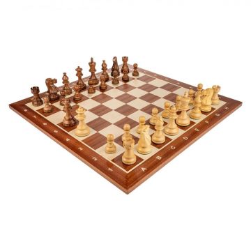 Piese Staunton 6 American Classic cu Tabla de sah - lemn mahon 55 x 55 mm