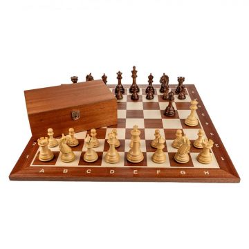 Piese Staunton 6 Columbia cu Tabla de sah - lemn mahon 55 x 55 mm