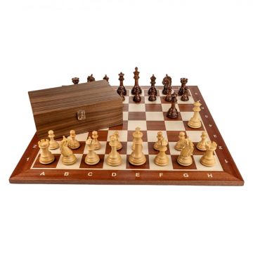 Piese Staunton 6 Columbia cu Tabla de sah - lemn mahon 55 x 55 mm