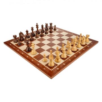 Piese Staunton 6 Columbia cu Tabla de sah - lemn mahon 55 x 55 mm