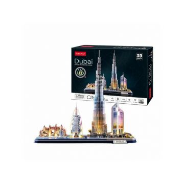 Puzzle 3D Cubic Fun LED City Line Dubai 182 piese