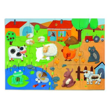 Puzzle tactil pentru copii Djeco Farm