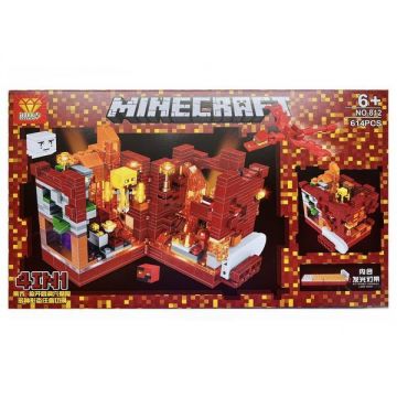 Set de constructie Dizuan Minecraft cu parti mobile si lampa LED, 614 piese tip lego