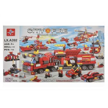 Set de constructie LX City Fire, Brigada Pompierilor, 8 in 1, 756 piese