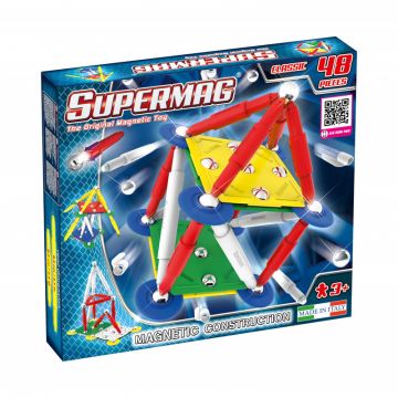 Set de constructie magnetic Supermag Classic 48 piese