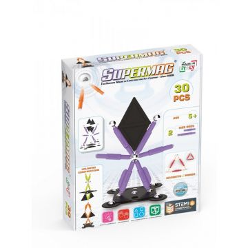 Set de constructie magnetic Supermag Projects Technicolor 30 piese