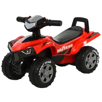 ATV jucarie HOMCOM pentru copii, 18 – 36 luni, cu licenta GOODYEAR cu lumini si sunete reale, rosu si negru, 60x31x42cm | Aosom RO