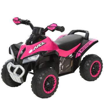 ATV Jucarie pentru copii Ride On cu lumini si sunete HOMCOM, miscare prin impingere varsta recomandata 18-36 luni, roz, 67,5x38x 44cm | Aosom RO