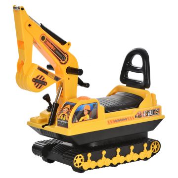 Excavator de jucarie pentru copii HOMCOM, 78x24x58,5cm, galben | Aosom RO